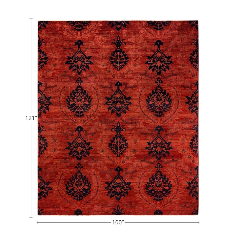 Vibrance, One-of-a-Kind Hand-Knotted Area Rug - Rust, 8' 4" x 10' 1" - 8' 4" x 10' 1"