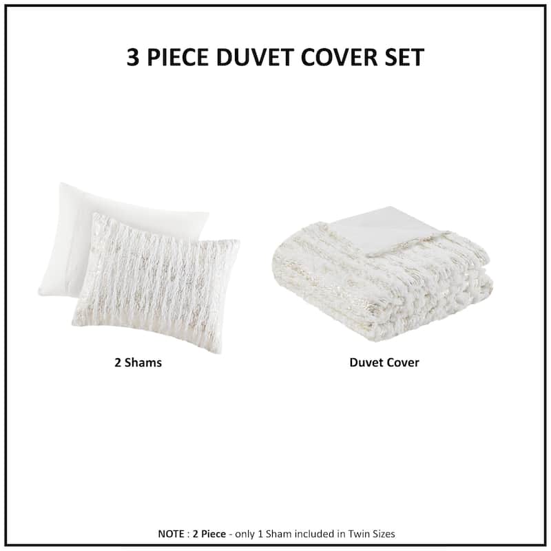 Intelligent Design Alaia Metallic Print Synthetic Fur Duvet Cover Set