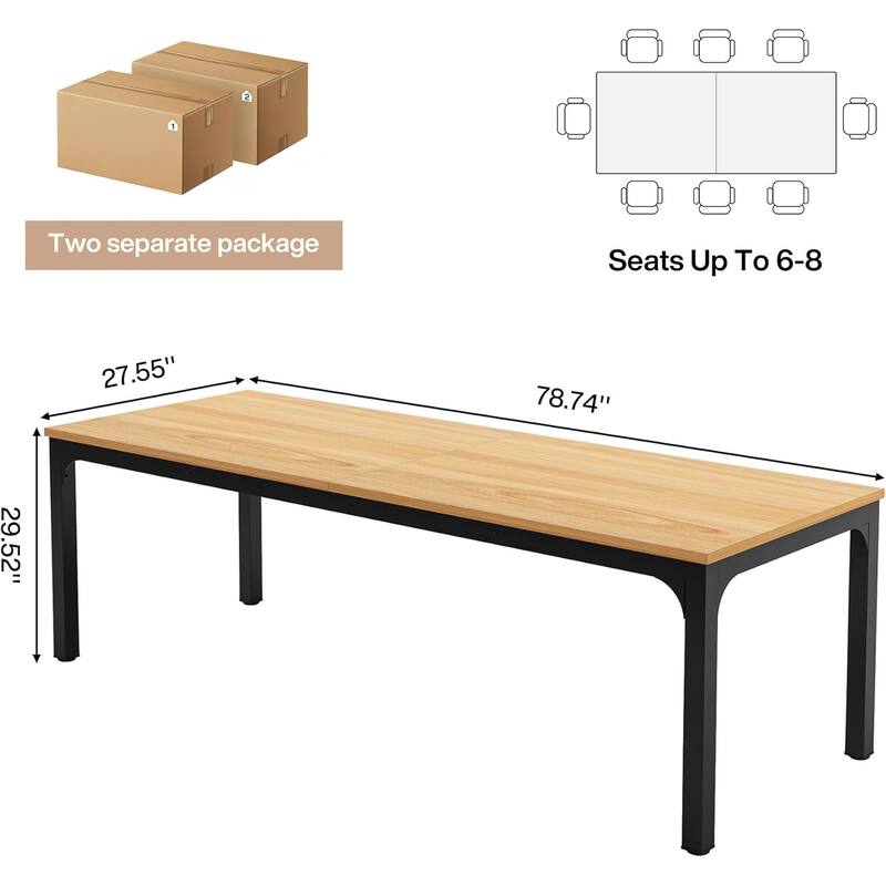 Rectangle 13FT Large Conference Table Set of 2, 78.74-Inch Meeting Seminar Table, Long Business Table