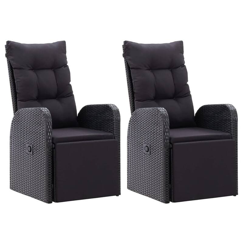 vidaXL Reclining Garden Chair Set of 2 Black - 27.2 x 22.4 x 41.7