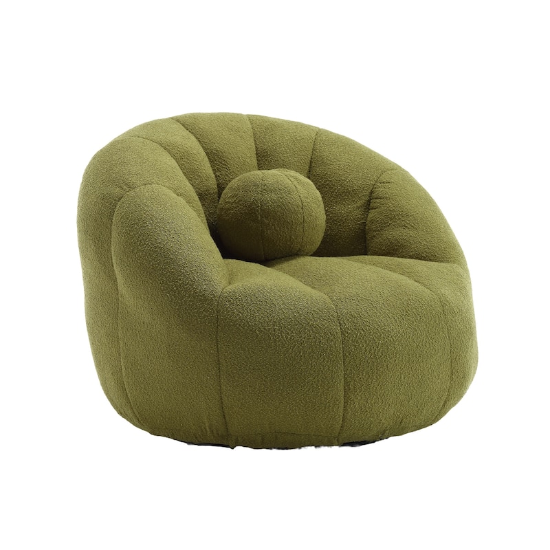 HOMEFUN Cozy Beanbag Sofa With Memory Foam Filler, Oversized Round Sofa Couch For Adults, Comfy Lazy Floor Sofa - Olive