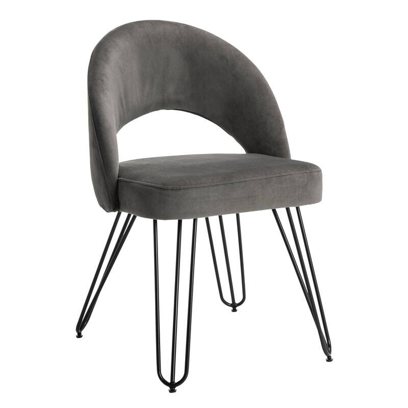 SAFAVIEH Jora Velvet Retro Dark Grey Side Chair (Set of 2) - 21.3" x 24.3" x 31.8"