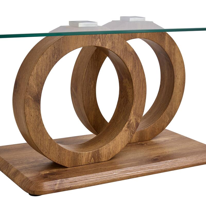 Rectangular Coffee Table withTempered Glass Tabletop