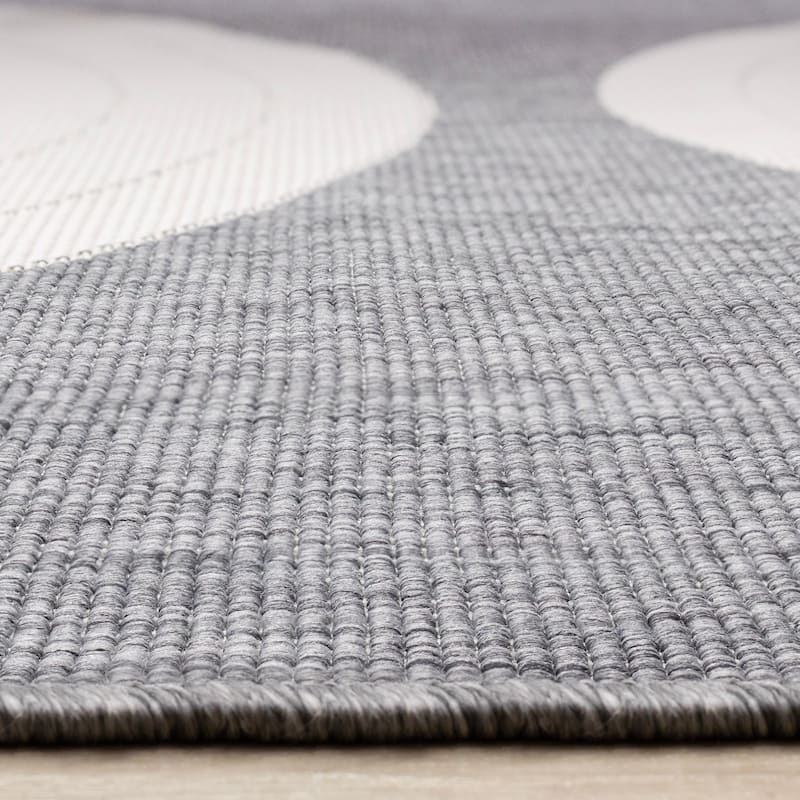 Grey White Double Arches Indoor/Outdoor Rug