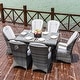 preview thumbnail 6 of 23, Abrihome 7-piece Outdoor Wicker Dining Table Set with 6 Eton Chairs