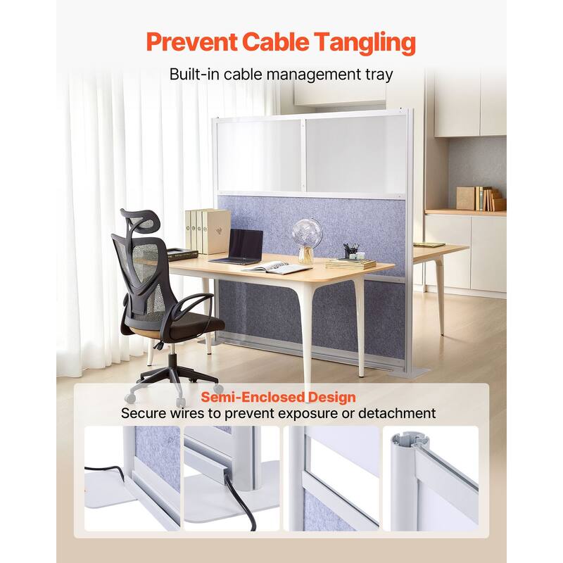 Office Divider Privacy Panel 70"x70" with Frosted Windows - 70 x 11.8 x 70 in