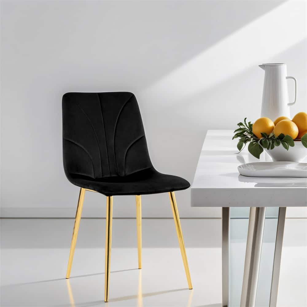 Dining Black Chair Dressing Chair Student Desk Chair Gold Metal Legs