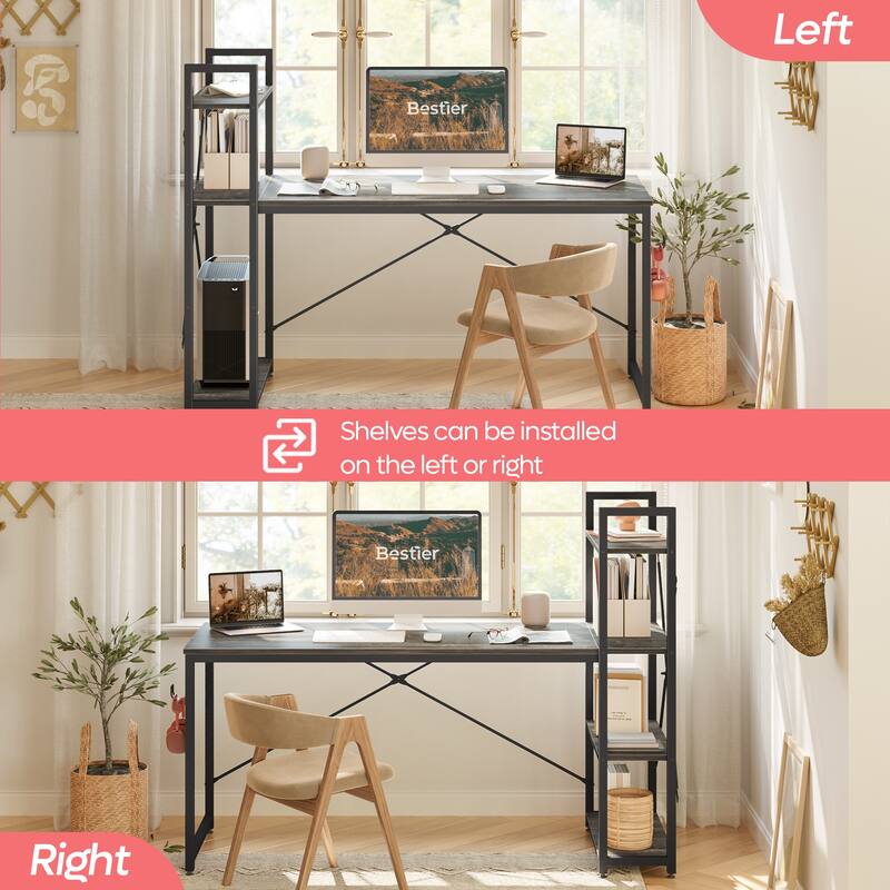 Computer Desk Home Office Computer Desk with 4 Shelves & Hooks