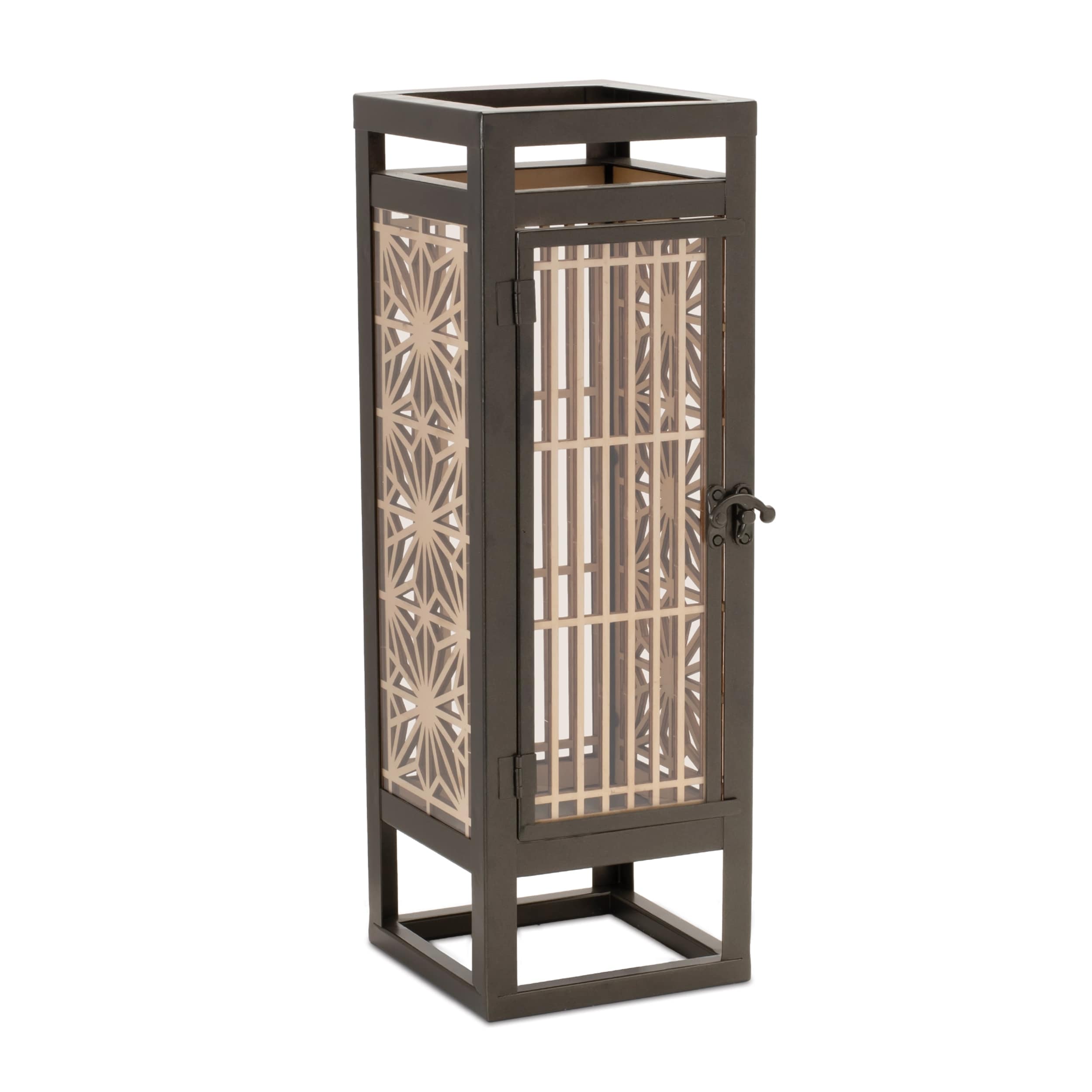 Cut Out Wood Candle Holder with Iron Frame 15"H