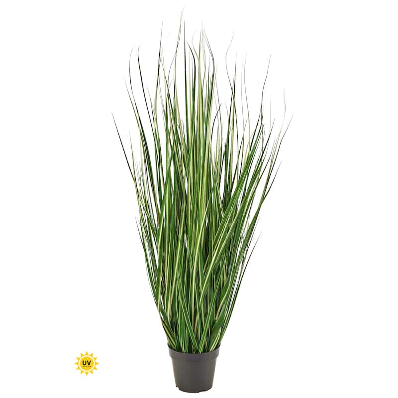 48" UV Potted Variegated Grass