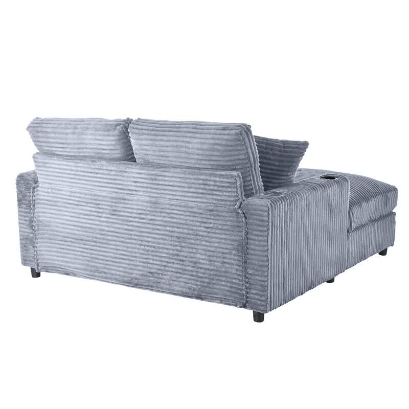 GDFStudio - Polyester 50.9" Loveseat Chaise with Cup Holders