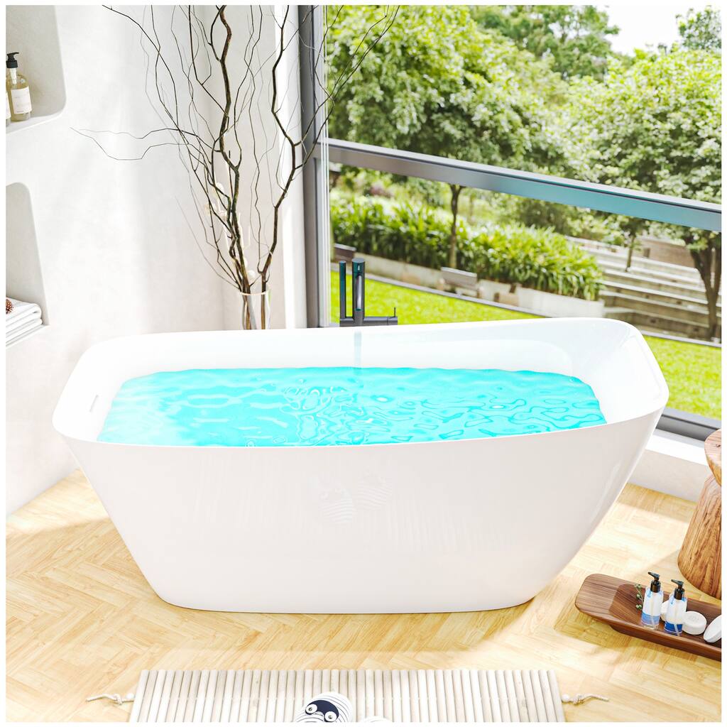 Modern Freestanding Bathtubs - 59” White Japanese Soaking Tub - Medium
