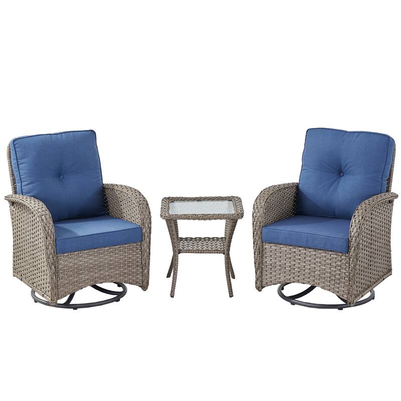 Outdoor Glider Loveseat Sofa with Swivel Chair Set