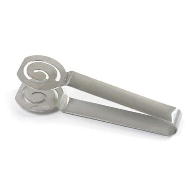 Norpro 5.25" Decorative Swirl Stainless Steel Tea Bag Squeezer Tongs - No Drips - Silver