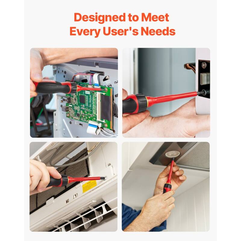 13 Piece Plastic Insulated Screwdriver Tool Set Ideal for Electricians or Industrial Technicians - 8.26" x 5.1" x 1.6"