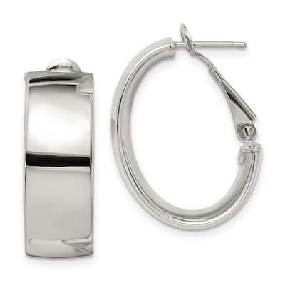 Curata 925 Sterling Silver Polished 20x10mm Omega Back Hoop Earrings