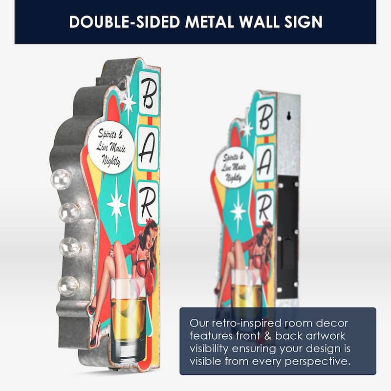 Metal LED Bar Spirits and Nightly Marquee Wall Sign - 24" x 10" x 3"
