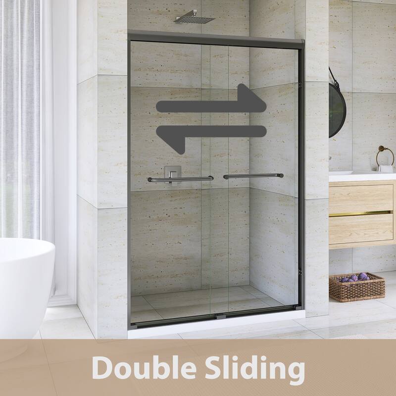 Double Sliding Framed Shower Door in Matte Black Finish