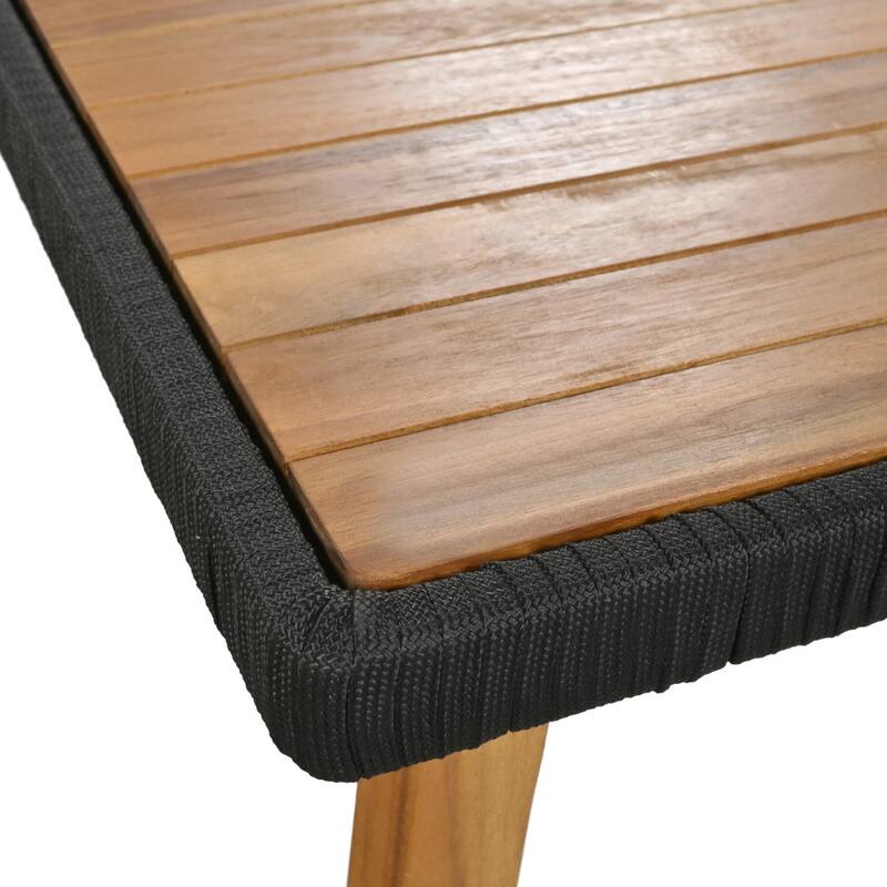 6-Piece Rope Patio Furniture Set with Acacia Wood Cool Bar Table and Ice Bucket