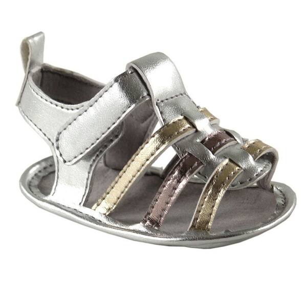 slide 1 of 1, Luvable Friends Baby Girl Crib Shoes, Silver Metallic 0-6 Months - Silver Metallic