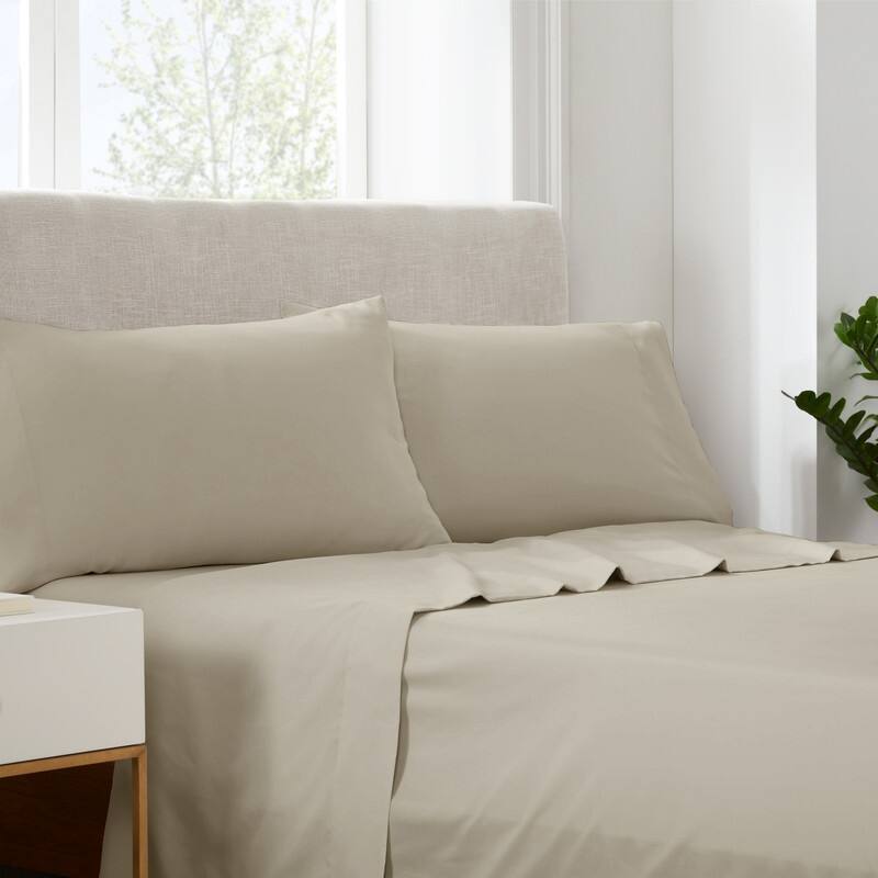 Serta Simply Clean Antimicrobial Sheet Set - Khaki - Queen