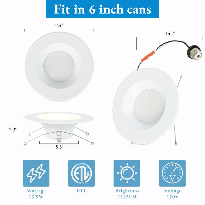 Flush Mount Round Ceiling Light 7.4" Wide 5CCT Dimmable Recessed Lighting