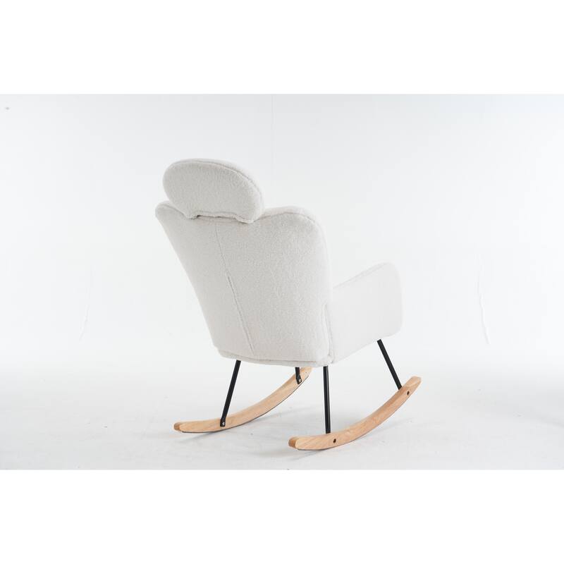 Ivory Accent Armchair Padded Chair Rocking Chair, Comfortable Office Chair Leisure Chair Lounge Chair