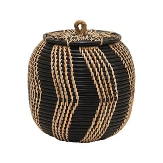 Hand-Woven Rattan Basket with Lid