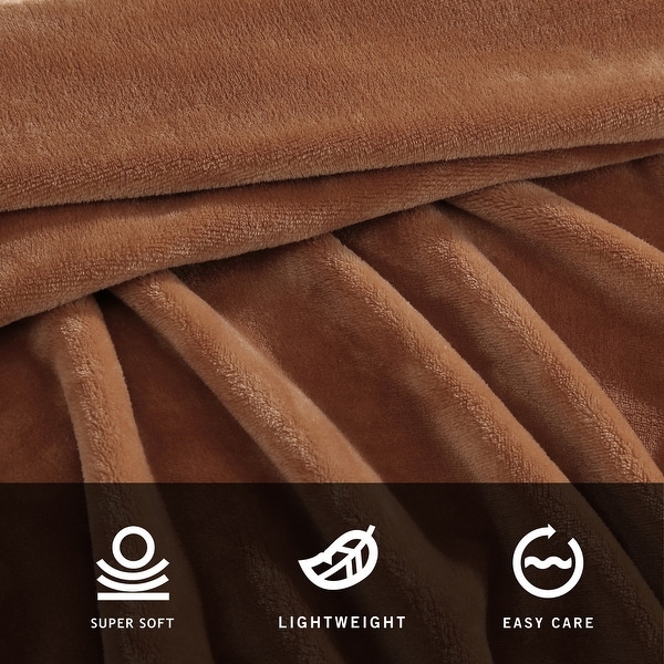 Kenneth Cole Reaction Solid Ultra Soft Plush Fleece Blanket - On