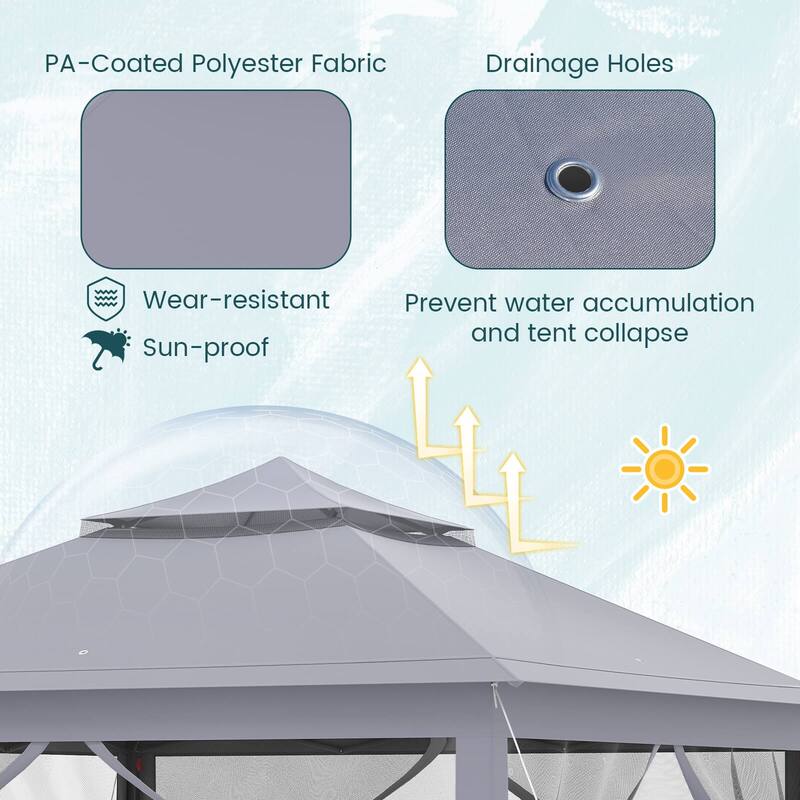 Costway 11'x11' 2-Tier Pop-Up Gazebo Tent Portable Canopy Shelter