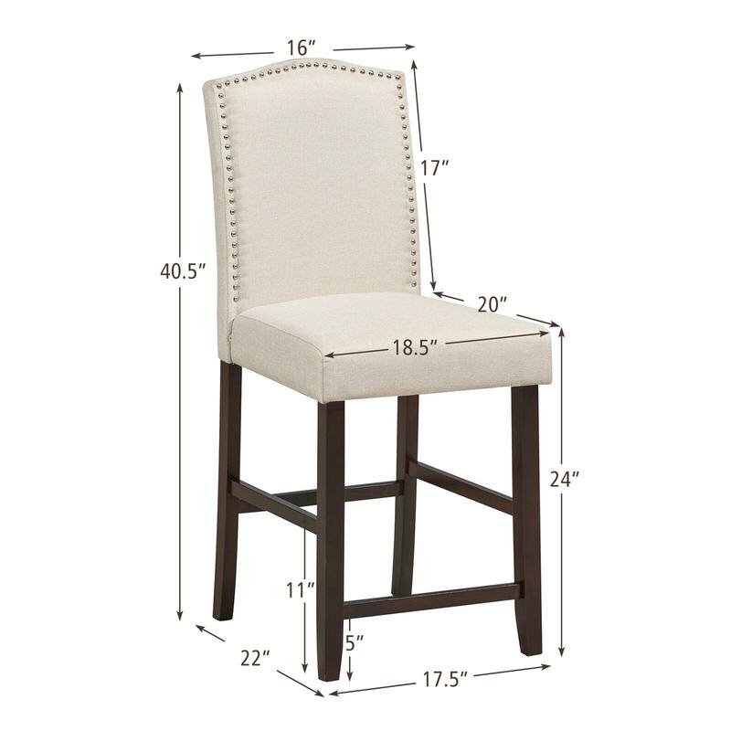 Gymax Set of 4 Fabric Barstools Nail Head Trim Counter Height Dining - See Details