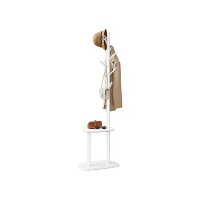 67.2" Tall Modern Wooden Coat Stand Hall Tree with Shelf and 8 Hanging Hooks for Entryway and Bedroom
