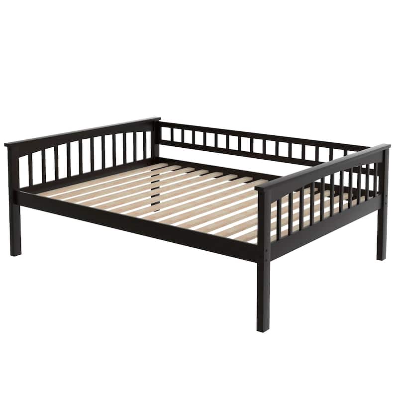 Full over Full Bunk Bed with Drawers, Convertible Beds, Espresso