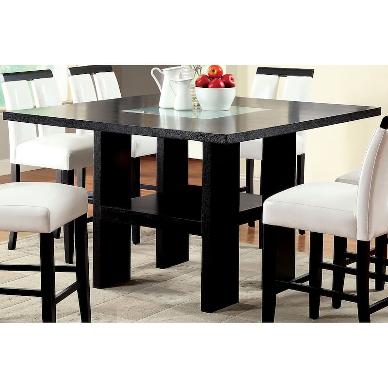 Lumina Contemporary Black Wood Light Up 7-Piece Counter Height Dining Set by Furniture of America