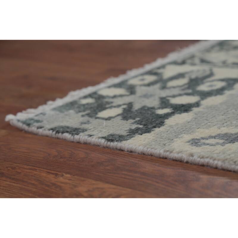 Transitional Oushak Indian Area Rug Hand-Knotted Wool Carpet - 6'0" x 9'0"