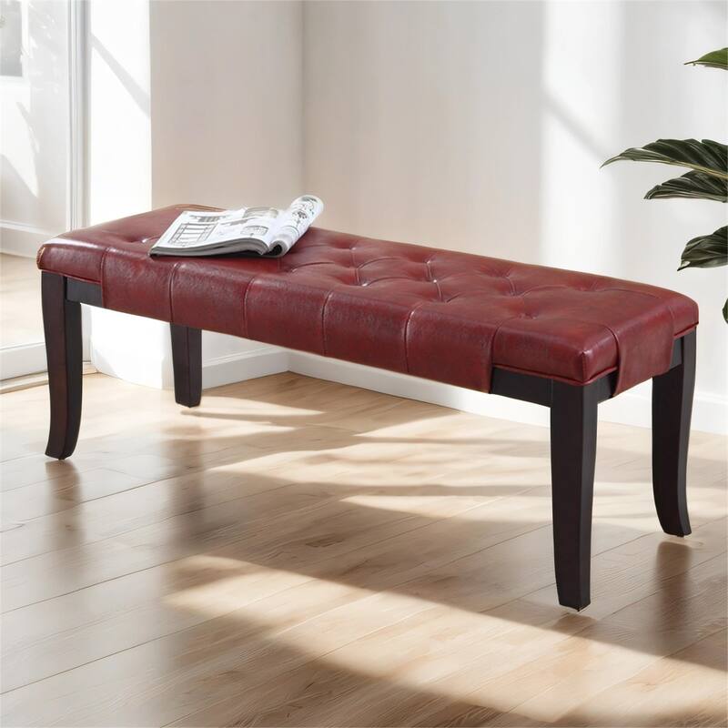 Linon Tufted Bench, Fabric/Faux Leather