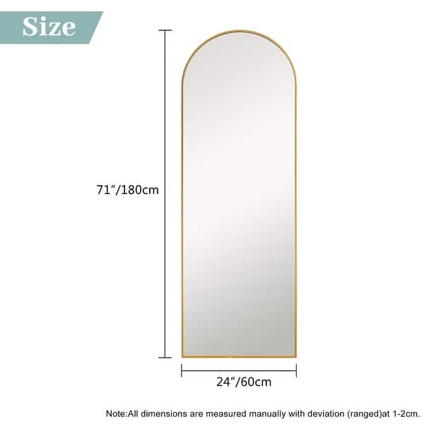 Modern Archtop Full Length Mirror Floor Mirror with Metal Frame On