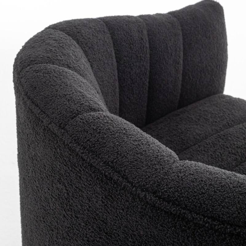 SEYNAR Modern Glam Velvet Upholstered Round Swivel Accent Barrel Chair