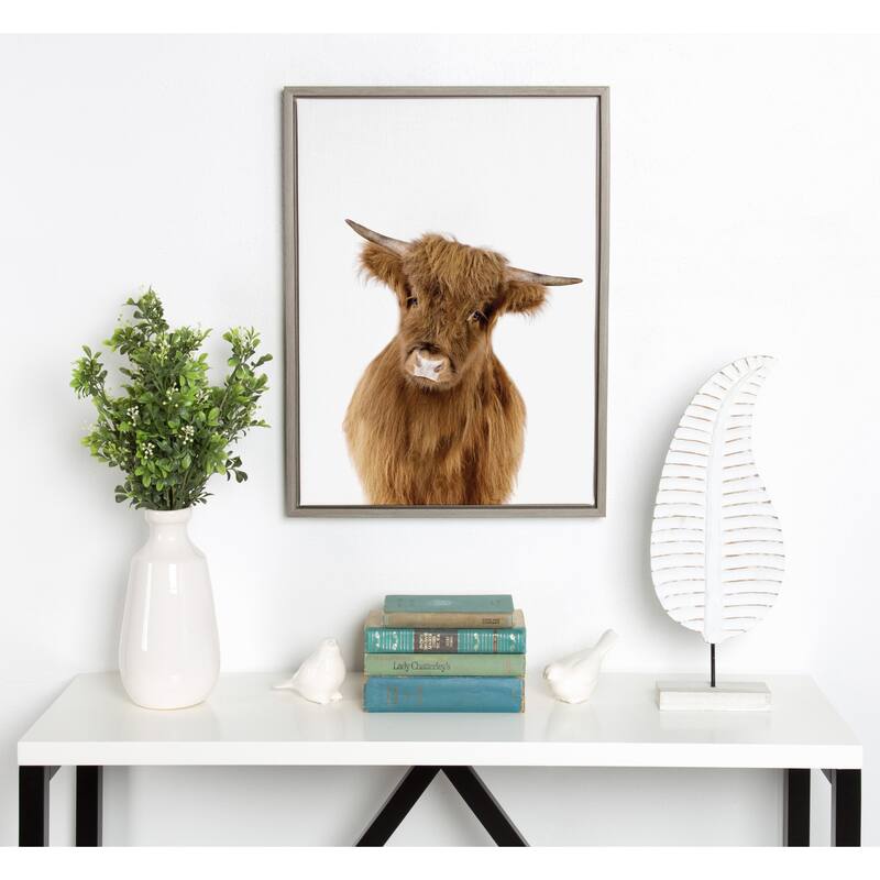 Sylvie Baby Highland Calf Animal Print Framed Canvas by Amy Peterson