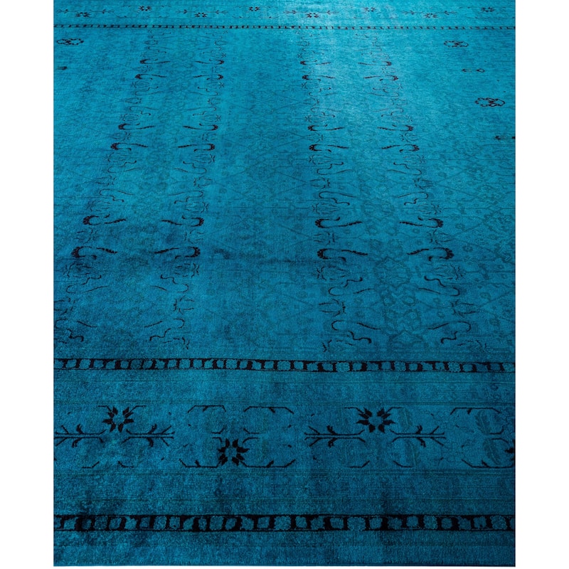 Overdyed One-of-a-Kind Hand-Knotted Area Rug - Green - 9' 2" x 11' 10"