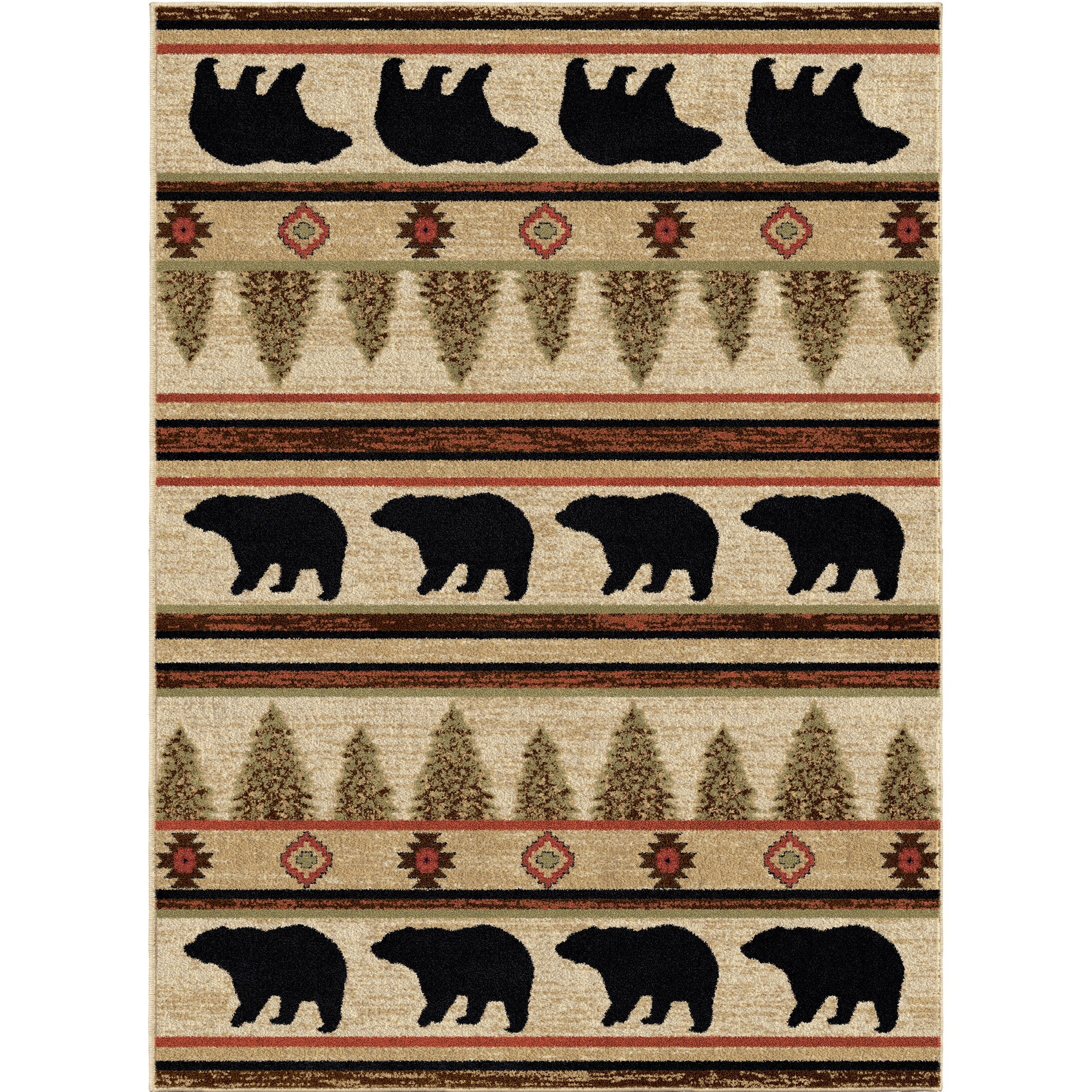 Rustic Lodge Cabin Appalachian Bear Multi Area Rug (7'10