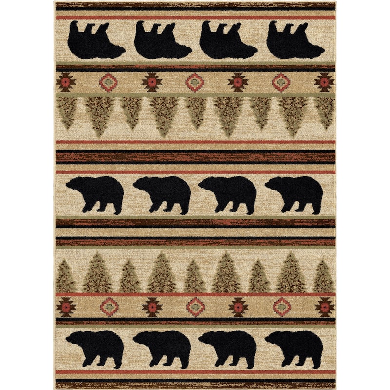 Rustic Lodge Cabin Appalachian Bear Multi Area Rug (7'10"x9'10") - 7'10"x9'10" - 7'10"x9'10" - Multi
