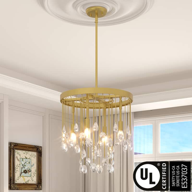 Statement 4-light Crystal Modern Glam Chandelier for Dining Room - 16 inches