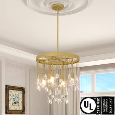Statement 4-light Crystal Modern Glam Chandelier for Dining Room - 16 inches