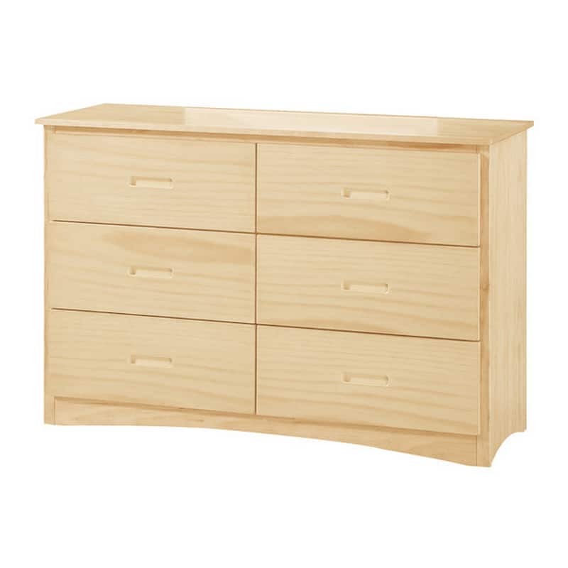 Catherine 48 Inch Kids Dresser, 6 Drawers, Natural Pine Brown Wood Finish