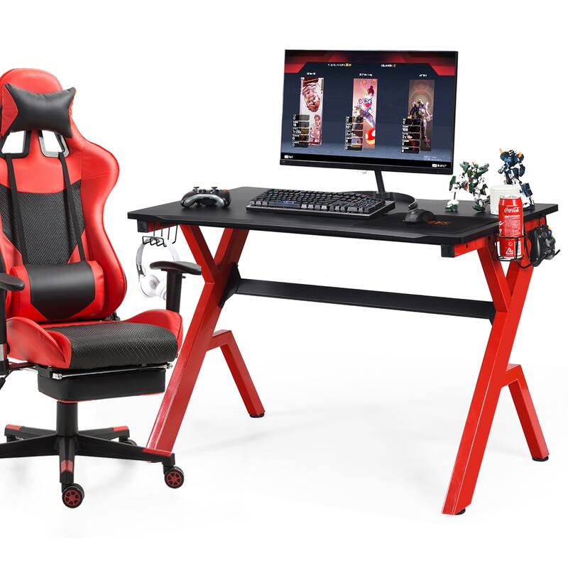 Costway Gaming Desk Computer Desk w/Controller Headphone storage Mouse