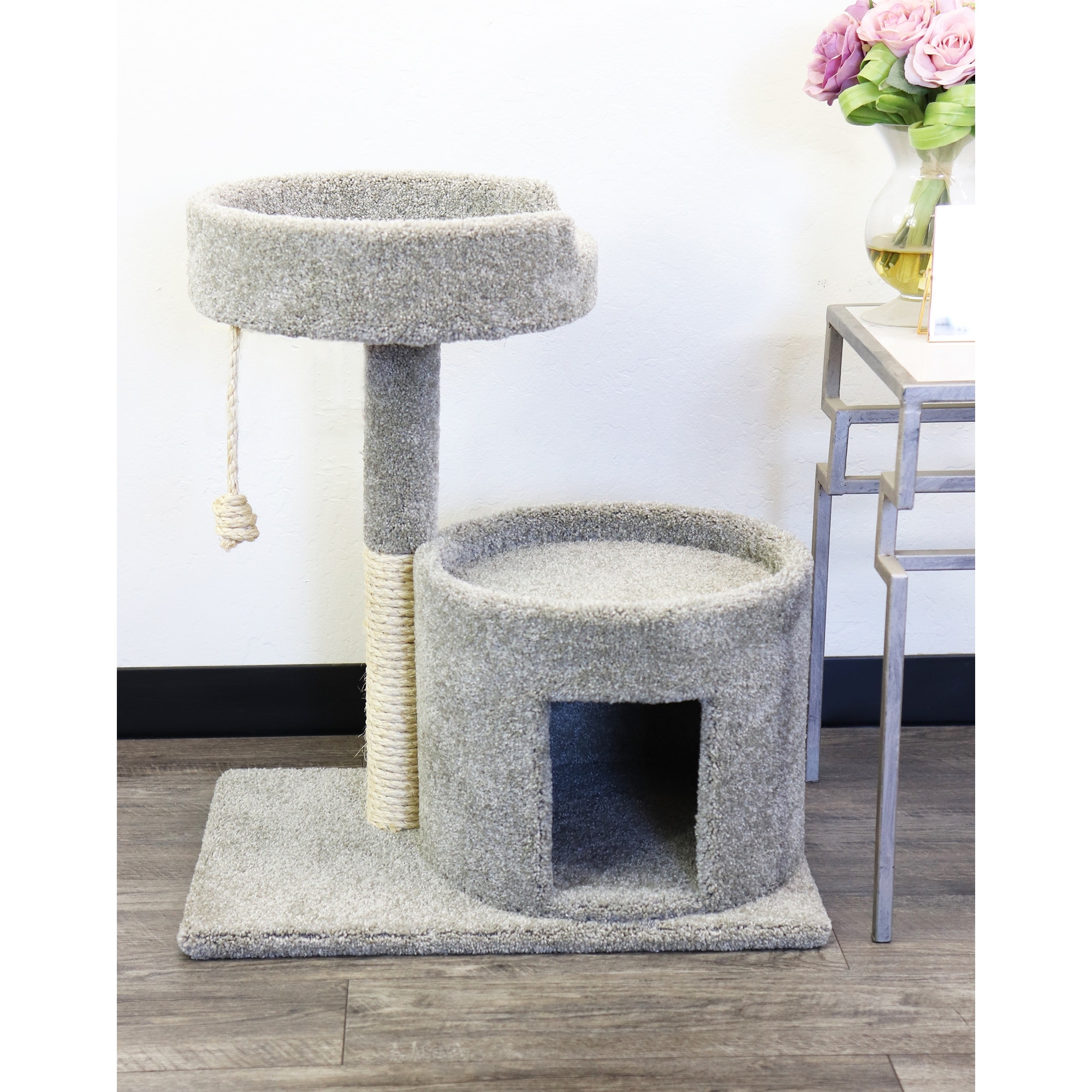 Carpeted cat top trees and condos
