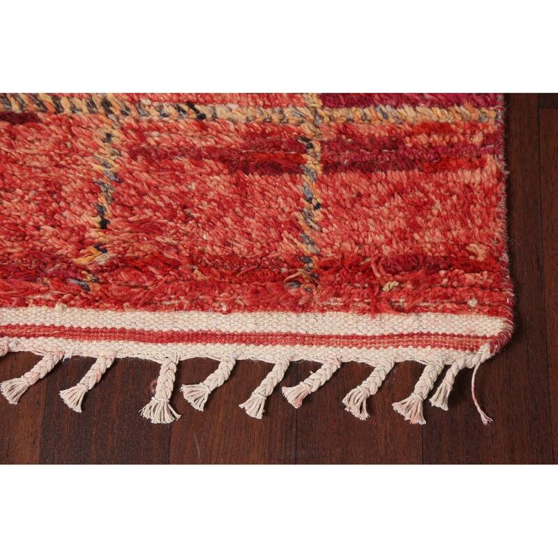 Geometric Modern Moroccan Oriental Runner Rug Hand-knotted Wool Carpet - 2'0" x 17'3"