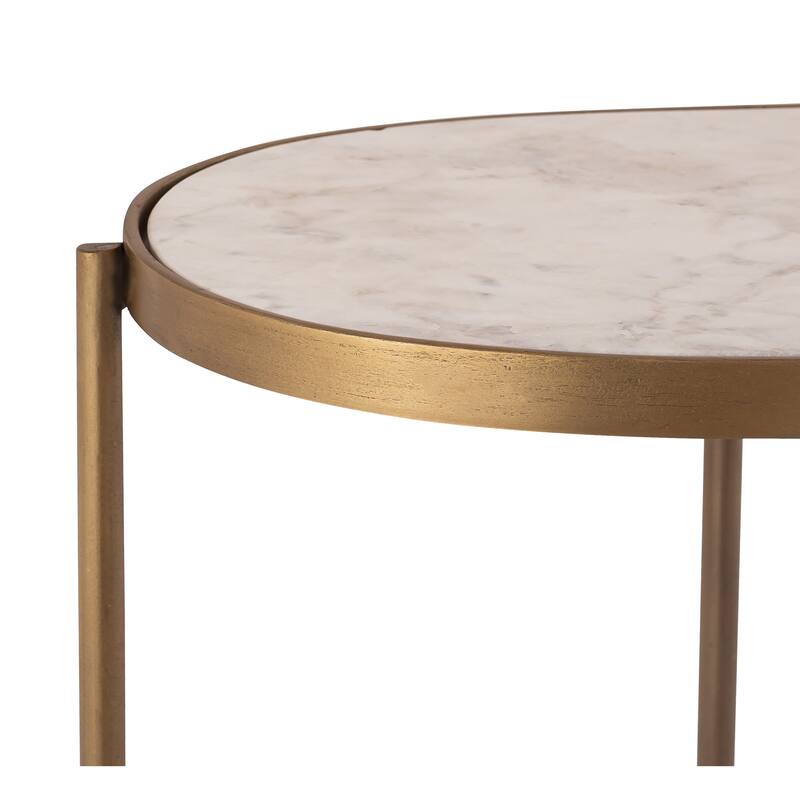 Elk Home Harlowe White Stone 19 Inch Wide Accent Table