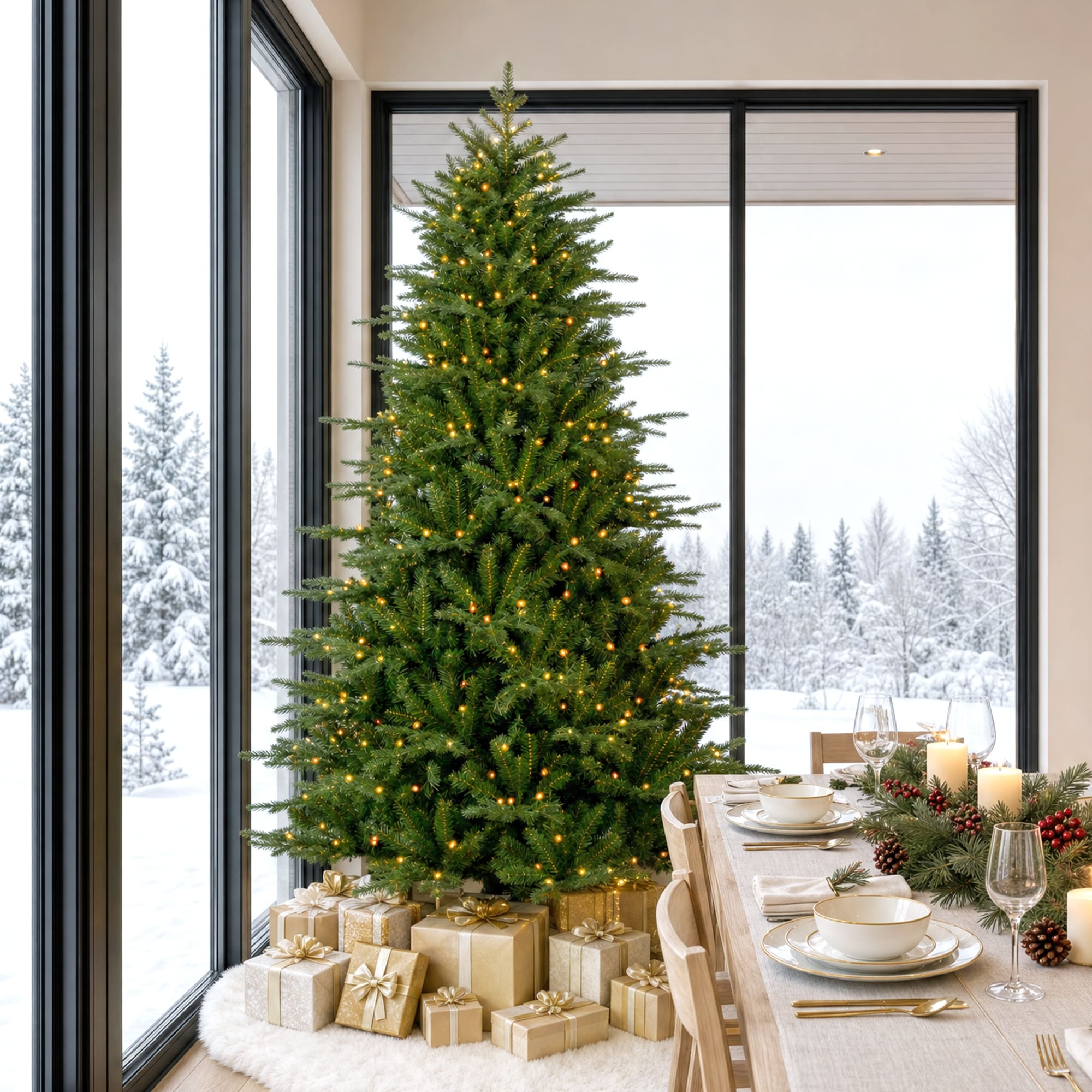 ✳︎new arrival✳︎christmas treeクリスマスツリー Glitzhome-7ft-Pre-Lit-Green-
